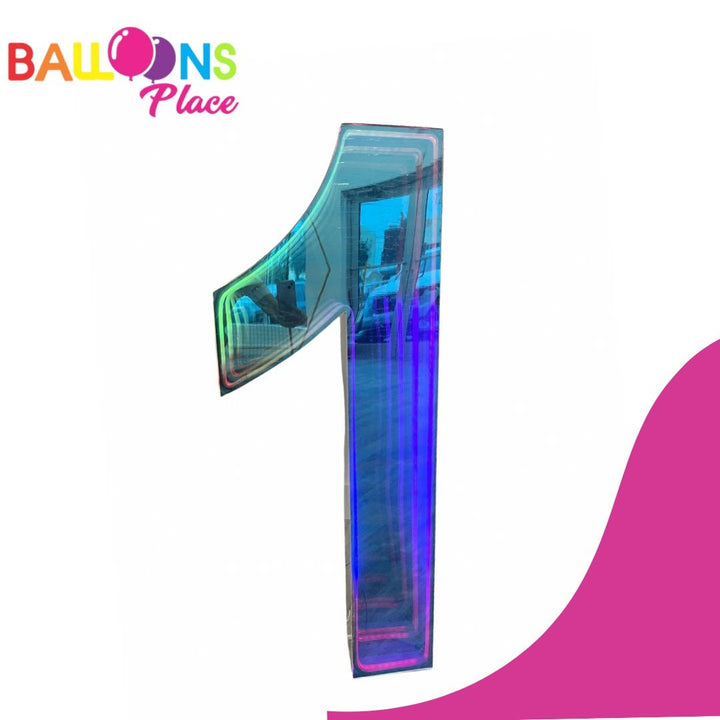 3D Marquee 4ft Metal Number 1 With LED Lights - balloonsplaceusa