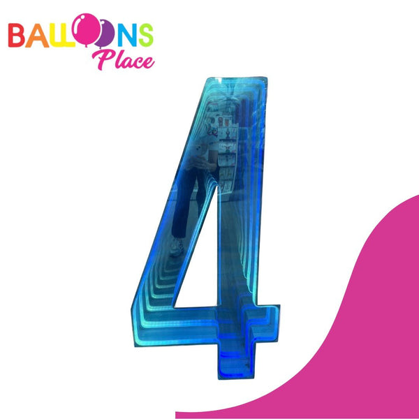 3D Marquee 4ft Metal Number 4 With LED Lights - balloonsplaceusa