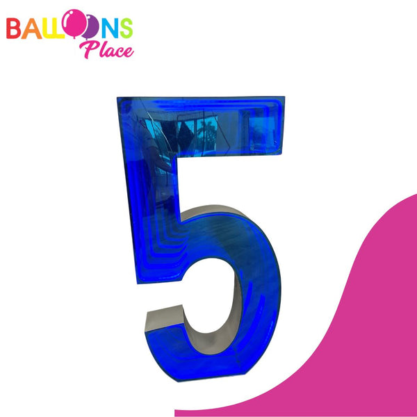 3D Marquee 4ft Metal Number 5 With LED Lights - balloonsplaceusa