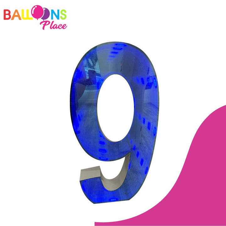3D Marquee 4ft Metal Number 9 With LED Lights - balloonsplaceusa