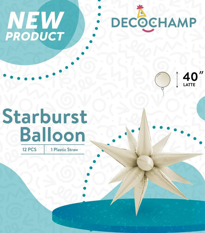40Inc Latte Starburst Exploding Star Balloons - balloonsplaceusa