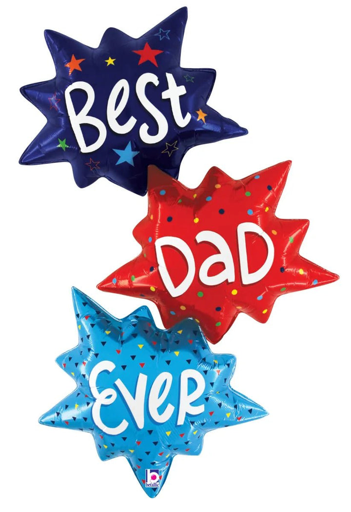 41"Inc Best Dad Ever Starburst Balloon - balloonsplaceusa