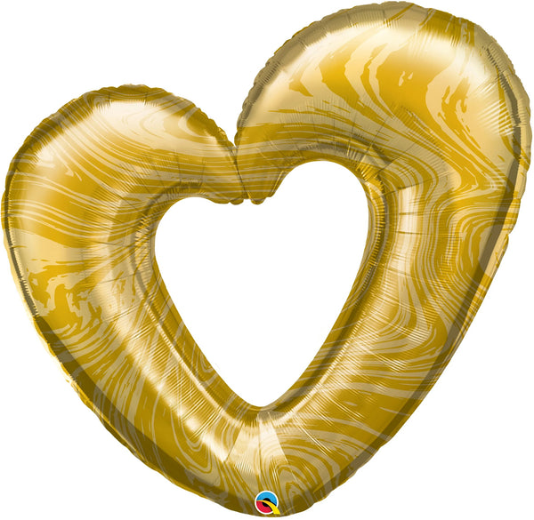 42inc Marble Heart Gold Balloon - balloonsplaceusa