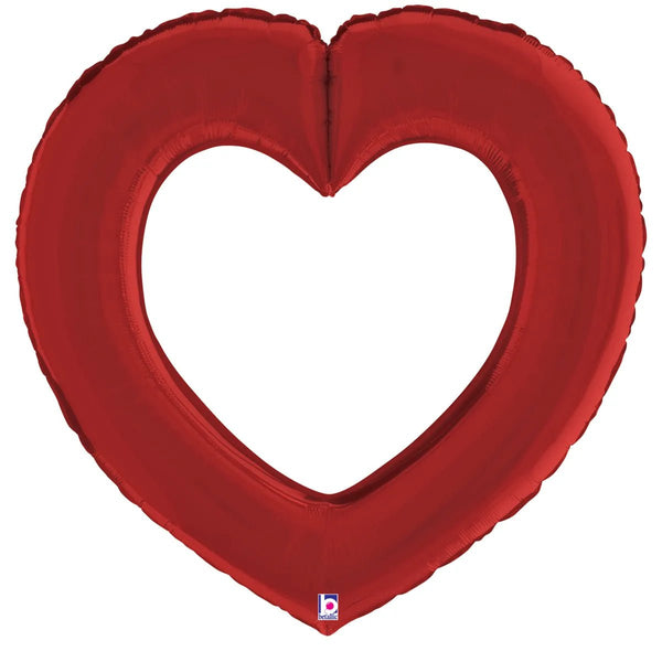 42Inc Red Hollow Open Heart Foil Balloons - balloonsplaceusa