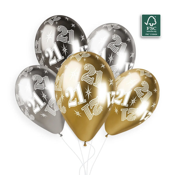 737 Assorted Gold #088, Silver #089, SpaceGrey #090 Print21 13In 5pcs Shiny Colors - balloonsplaceusa