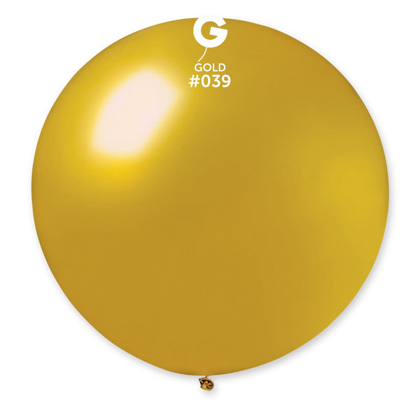 Gemar Latex Balloon #039 Gold 31inch 2 Count Metal Color