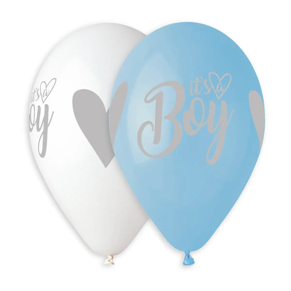 924 It's a boy Assorted 072 Baby Blue 001 White 13In 5pcs Solid Colors - balloonsplaceusa