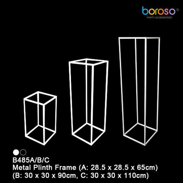 B485A/B/C Metal Plinth Frame white Pedestal - balloonsplaceusa