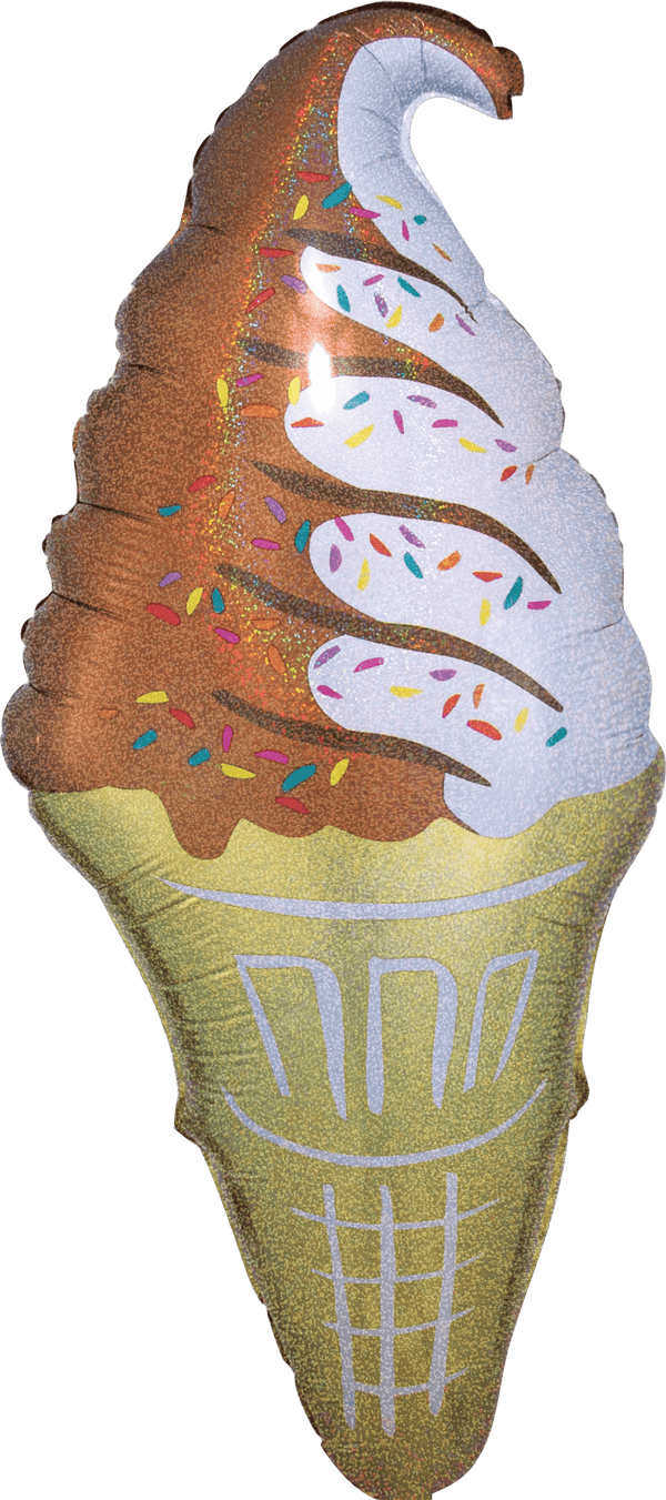 Foil Balloon 1 Ice Cream Cone Holographic 41inch - balloonsplaceusa