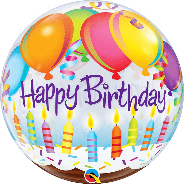 Foil Balloon B'day & Candles Bubble 22inch - balloonsplaceusa