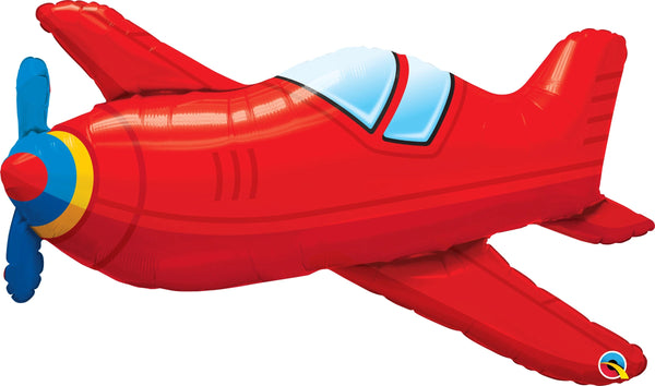 Foil Balloon Big Red Airplane 36inch - balloonsplaceusa