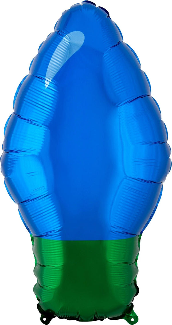 Foil Balloon Blue Christmas Light Bulb 22inch - balloonsplaceusa