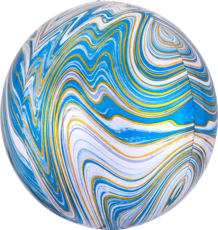 Foil Balloon Blue Marblez Orbz 16inch - balloonsplaceusa