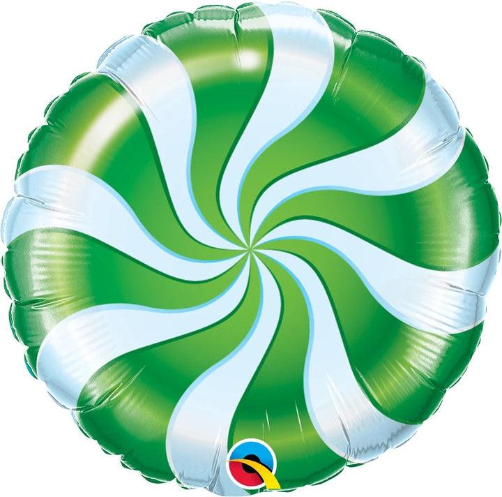 Foil Balloon Candy Swirls Green Pkg 18inch - balloonsplaceusa