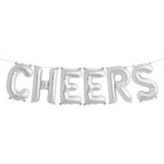 Foil Balloon `Cheers` Kit In Silver 16inch - balloonsplaceusa