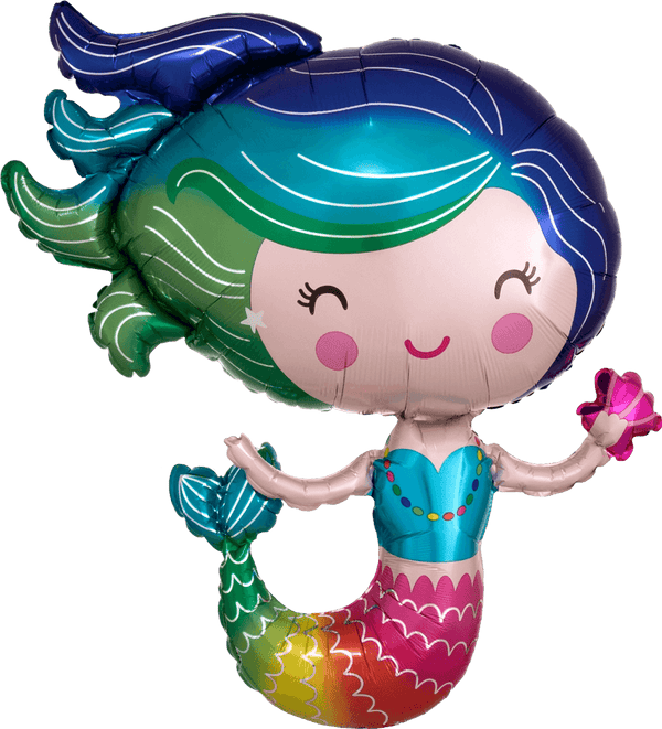 Foil Balloon Colorful Mermaid Supershape 30inch - balloonsplaceusa