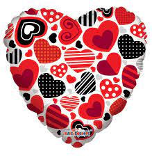 Foil Balloon Decorative Hearts With Patterns Clear View 18inch - balloonsplaceusa