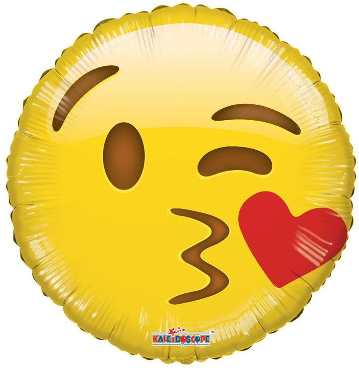 Foil Balloon Emojie Smiley Kiss 18inch - balloonsplaceusa