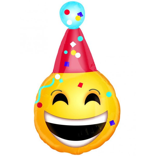Foil Balloon Emoticon Party Hat Supershape 39inch - balloonsplaceusa