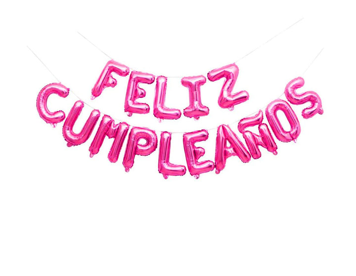 Foil Balloon Feliz Cumpleanos Banner Pink 30inch - balloonsplaceusa