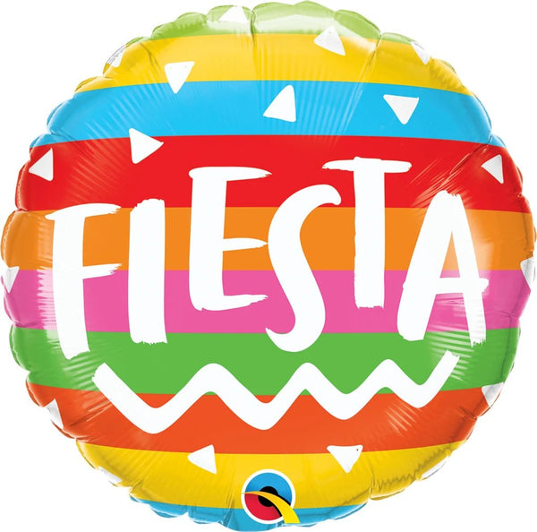 Foil Balloon Fiesta Rainbow Stripes 18inch - balloonsplaceusa