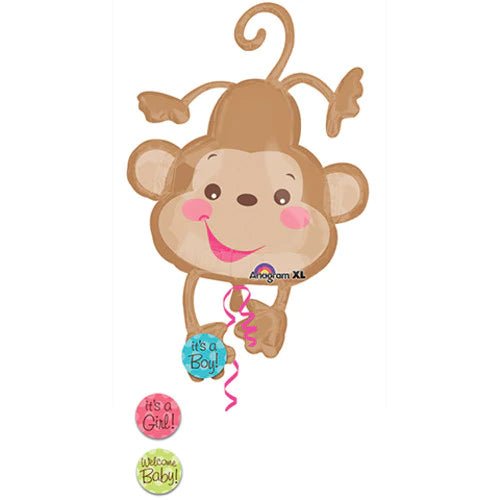 Foil Balloon Fisher Price Baby Monkey Supershape 40inch - balloonsplaceusa
