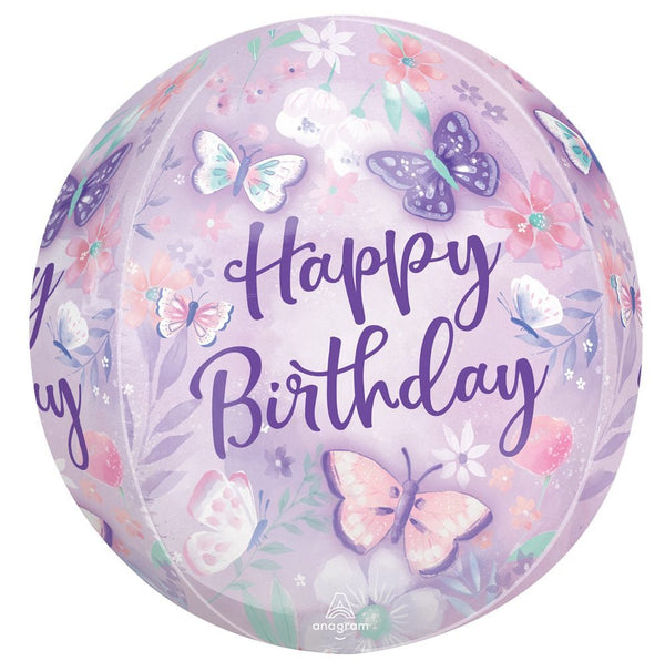 Foil Balloon Flutters Happy Birthday Orbz 16inch - balloonsplaceusa
