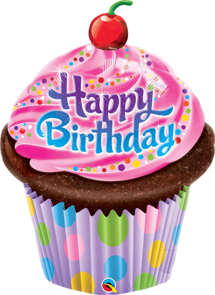 Foil Balloon Frosted B'day Cupcake 14inch - balloonsplaceusa