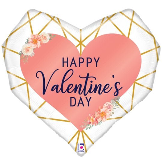 Foil Balloon Geo Valentine Heart 29inch - balloonsplaceusa