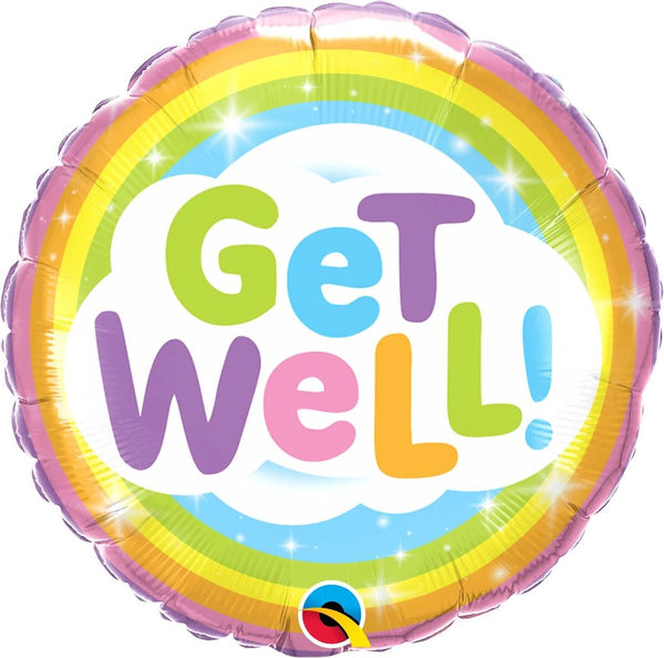 Foil Balloon Get Well Rainbow 18inch - balloonsplaceusa