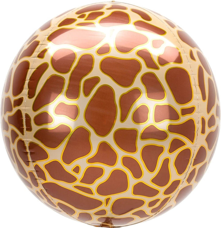Foil Balloon Giraffe Print Animalz Orbz 16inch - balloonsplaceusa