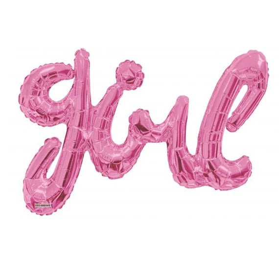 Foil Balloon 'Girl Script In Pink 36inch - balloonsplaceusa