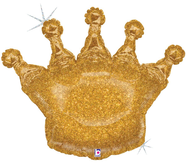 Foil Balloon Glittering Gold Crown 36inch - balloonsplaceusa