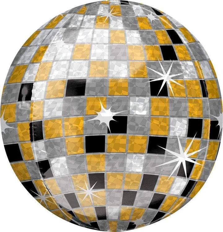 Foil Balloon Gold, Silver, Black Disco Ball 16inch - balloonsplaceusa