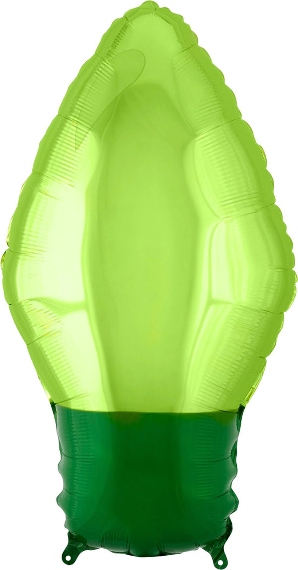 Foil Balloon Green Christmas Light Bulb 22inch - balloonsplaceusa