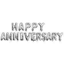 Foil Balloon HAPPY ANNIVERSARY Banner Silver 30inch - balloonsplaceusa