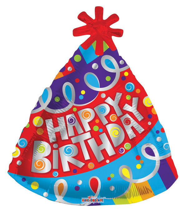 Foil Balloon Happy Birthday Party Hat Shape 18inch - balloonsplaceusa