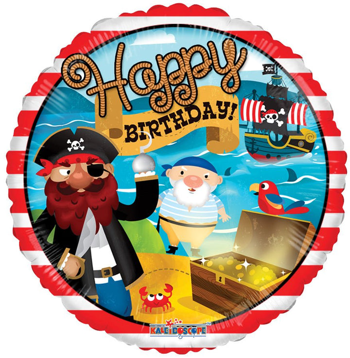 Foil Balloon Happy Birthday Pirate Trausre 18inch - balloonsplaceusa