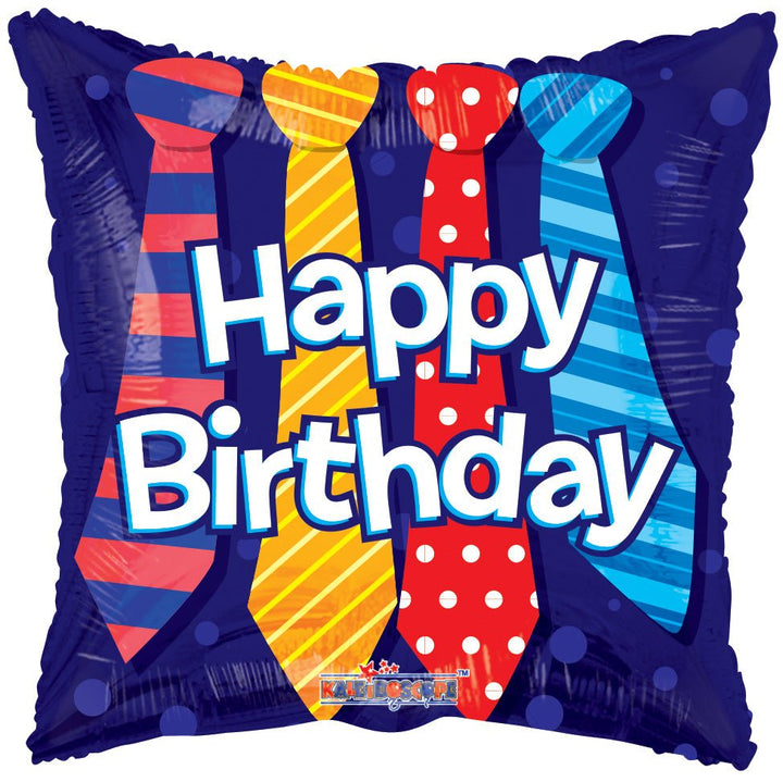 Foil Balloon Happy Birthday Ties 18inch - balloonsplaceusa