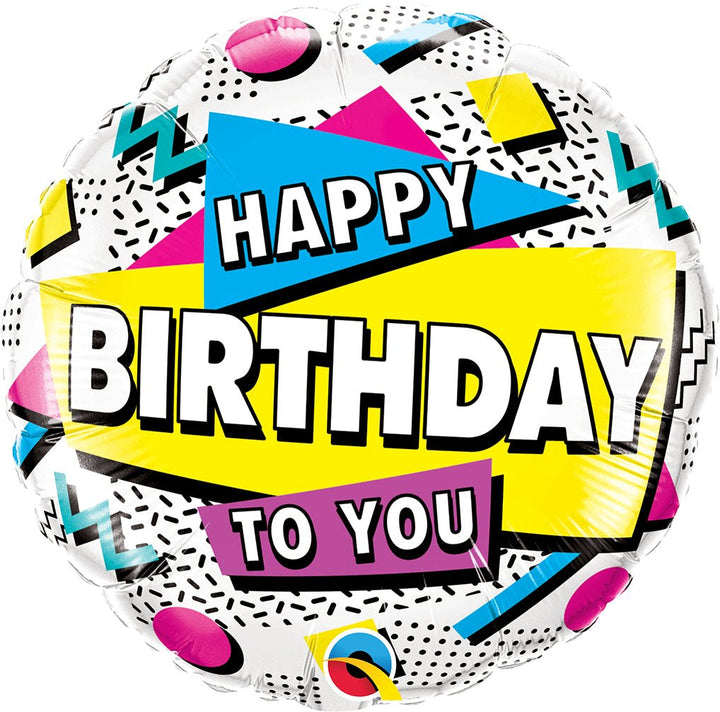 Foil Balloon Happy Birthday To You Retro 'S 18inch - balloonsplaceusa