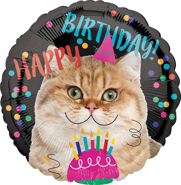 Foil Balloon Happy Cat Birthday 18inch - balloonsplaceusa