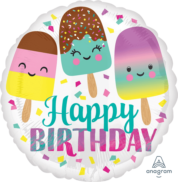 Foil Balloon Happy Ice Cream Birthday 18inch - balloonsplaceusa