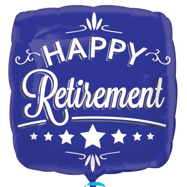Foil Balloon Happy Retirement Blue Pk 18inch - balloonsplaceusa