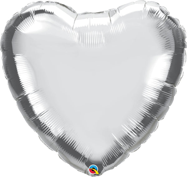Foil Balloon Heart Silver 32inch - balloonsplaceusa