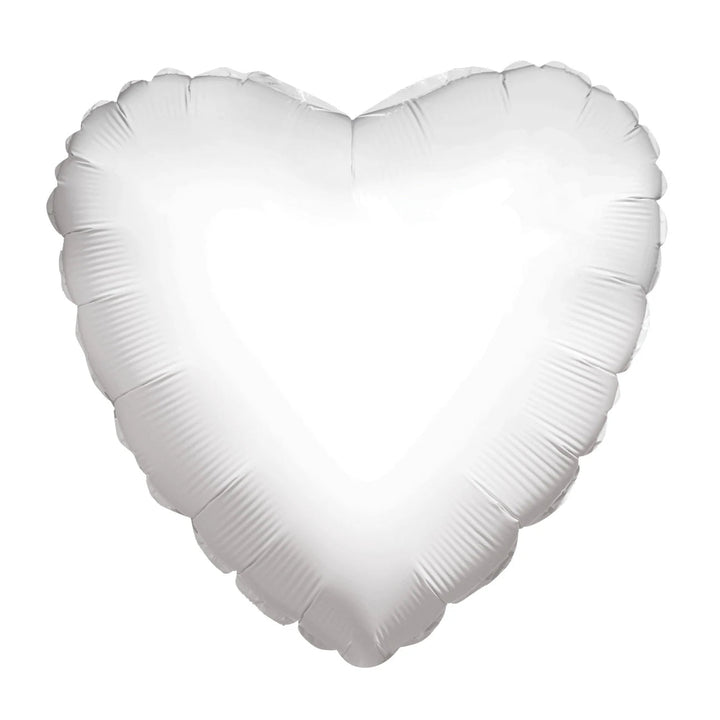 Foil Balloon Heart White Solid Color 9inch - balloonsplaceusa