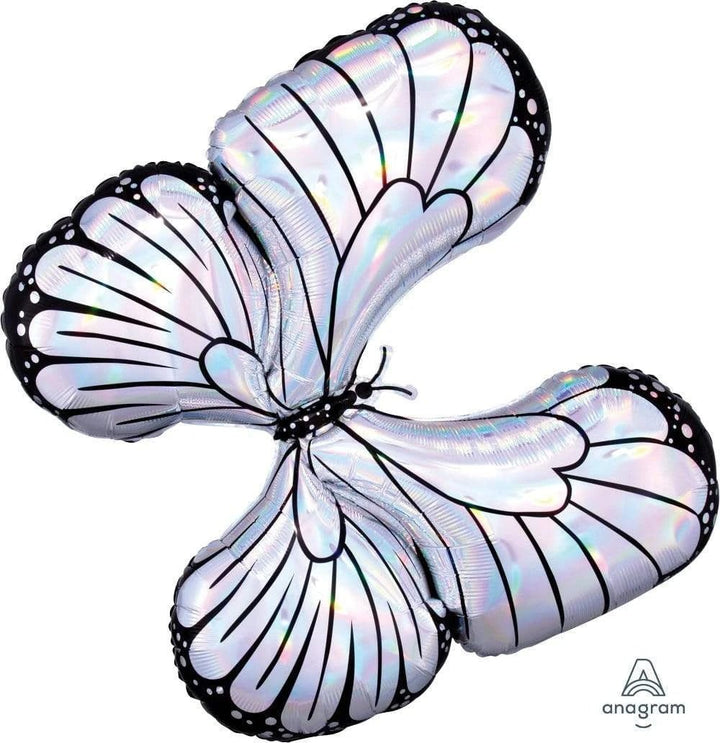 Foil Balloon Iridescent Butterfly Holographic Supershape 30inch - balloonsplaceusa
