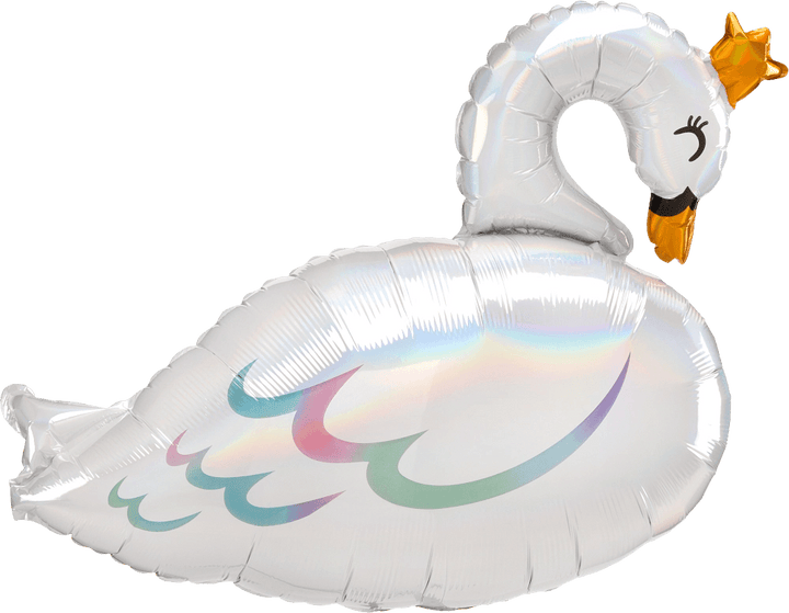 Foil Balloon Iridescent Swan Holographic 29inch - balloonsplaceusa