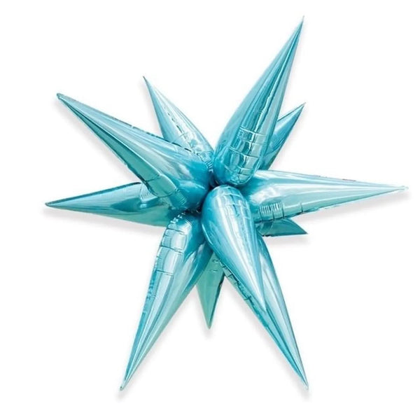 Foil Balloon Light Blue Starburst Exploding Star 22inch - balloonsplaceusa