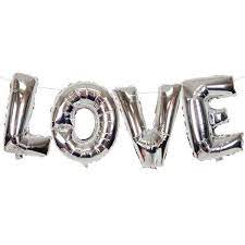 Foil Balloon Love Phrase Silver Balloons Bouquet 34inch - balloonsplaceusa