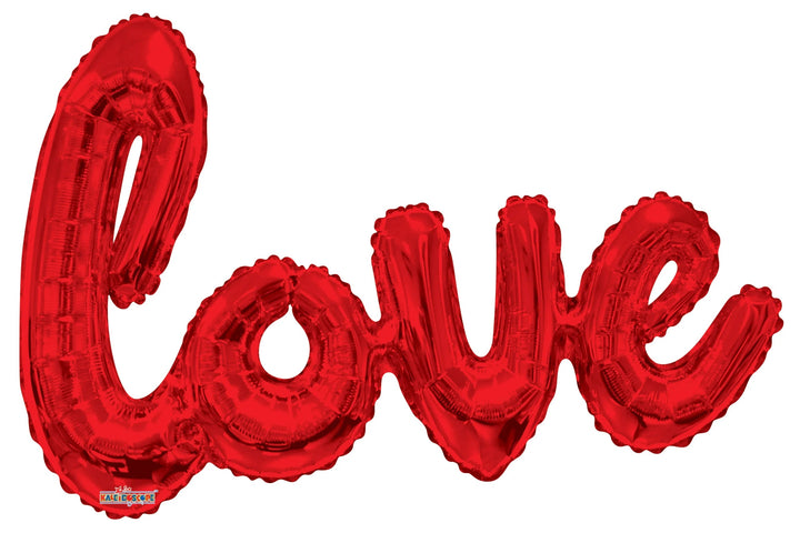 Foil Balloon Love Script In Red 36inch - balloonsplaceusa